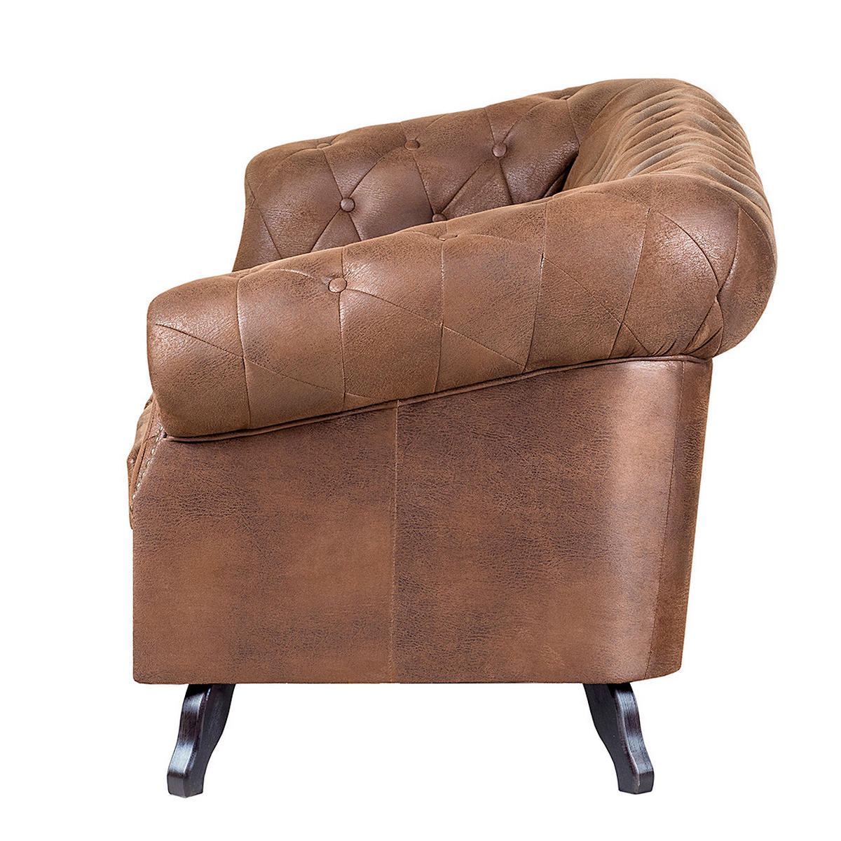 3-SITZER-SOFA GLASGOW in Lederlook Braun  - Braun, Design, Holz/Textil (197/82/90cm) - P & B