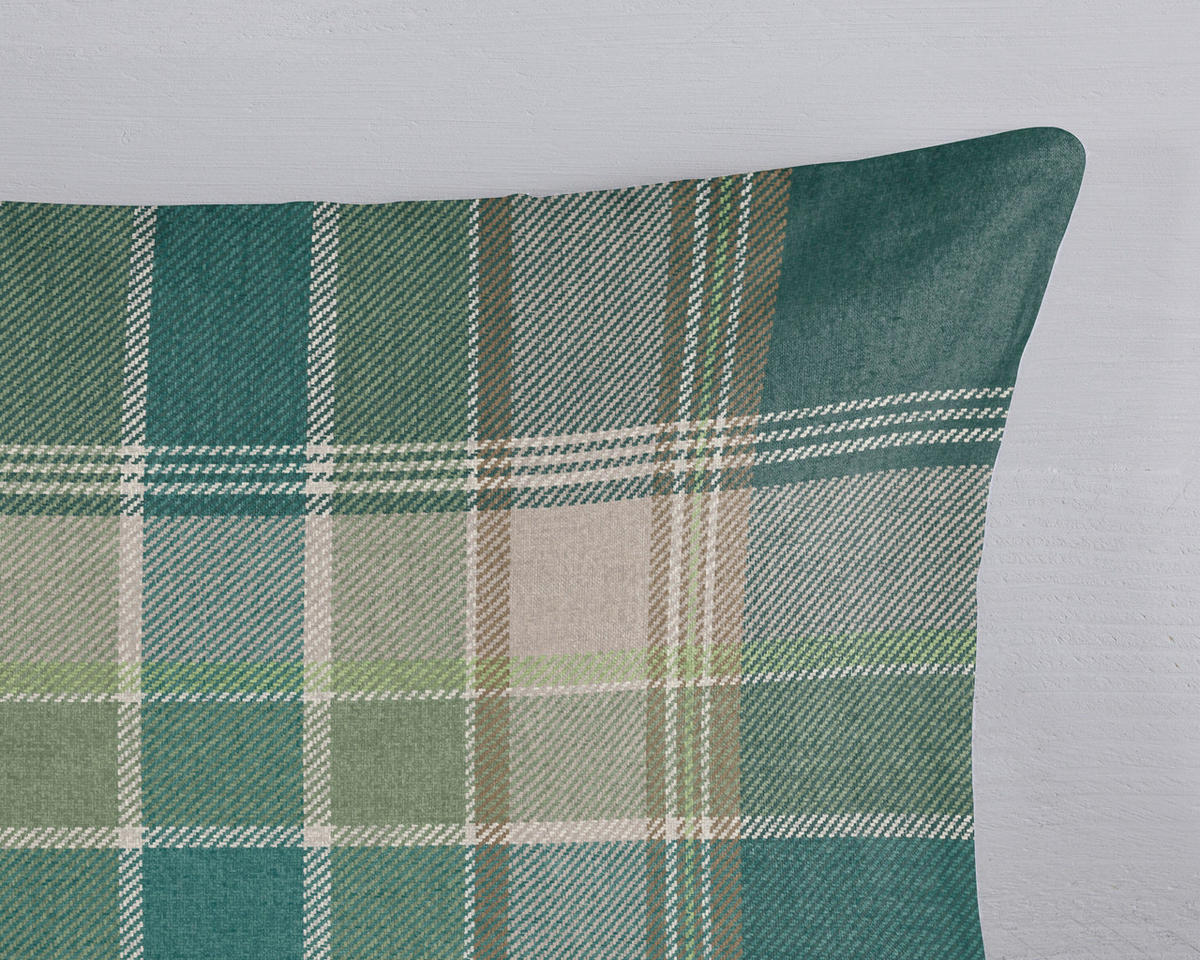 WENDEBETTWÄSCHE 2-teilig Good Morning Flanell, Biber 140/200 cm  - Dunkelgrün/Perlmutt, Basics, Textil (140/200cm)