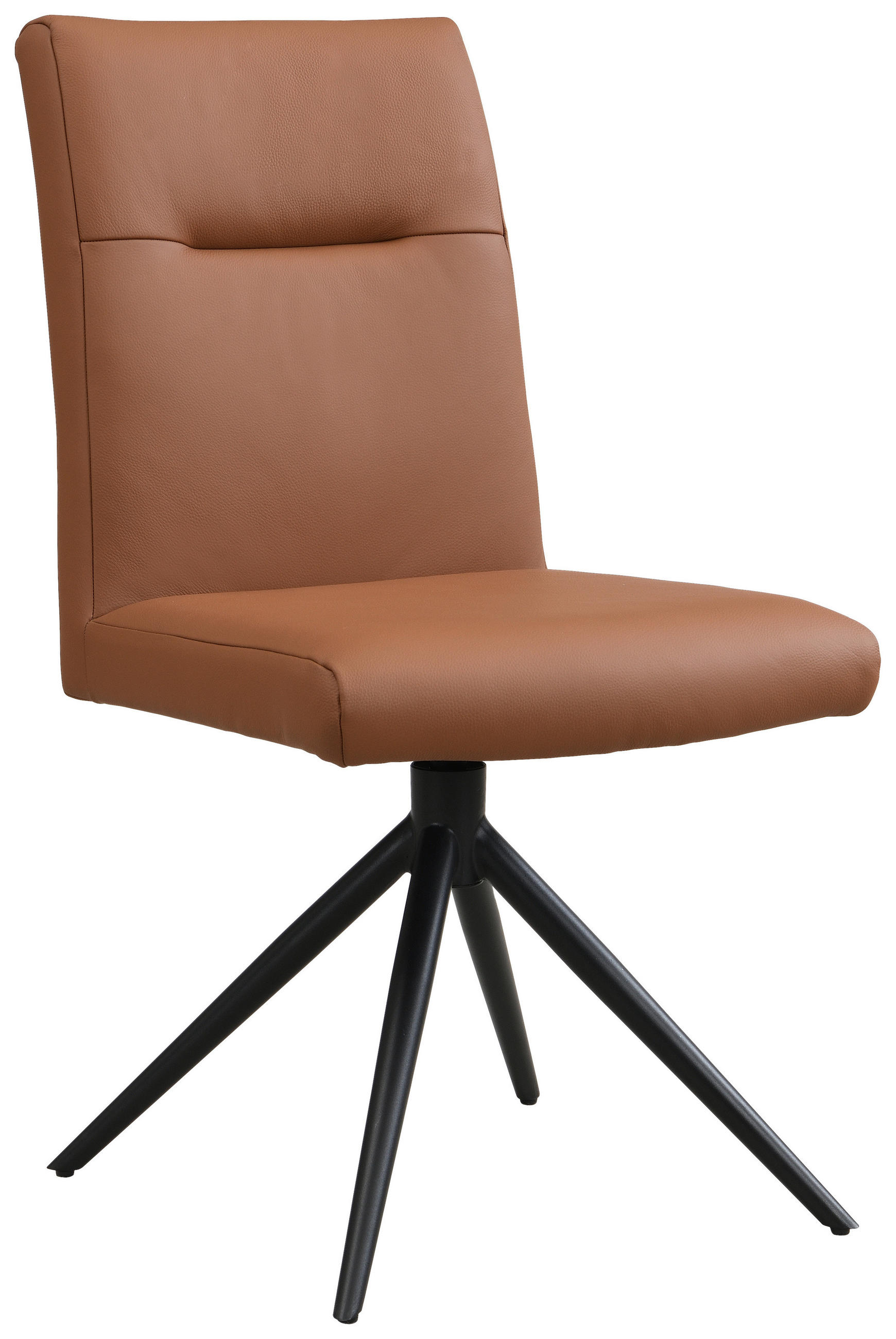 STUHL Echtleder Schwarz, Cognac  - Cognac/Schwarz, Trend, Leder/Metall (47/89/62cm) - Novel