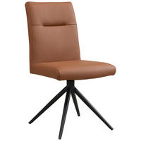 STUHL Echtleder Schwarz, Cognac  - Cognac/Schwarz, Trend, Leder/Metall (47/89/62cm) - Novel