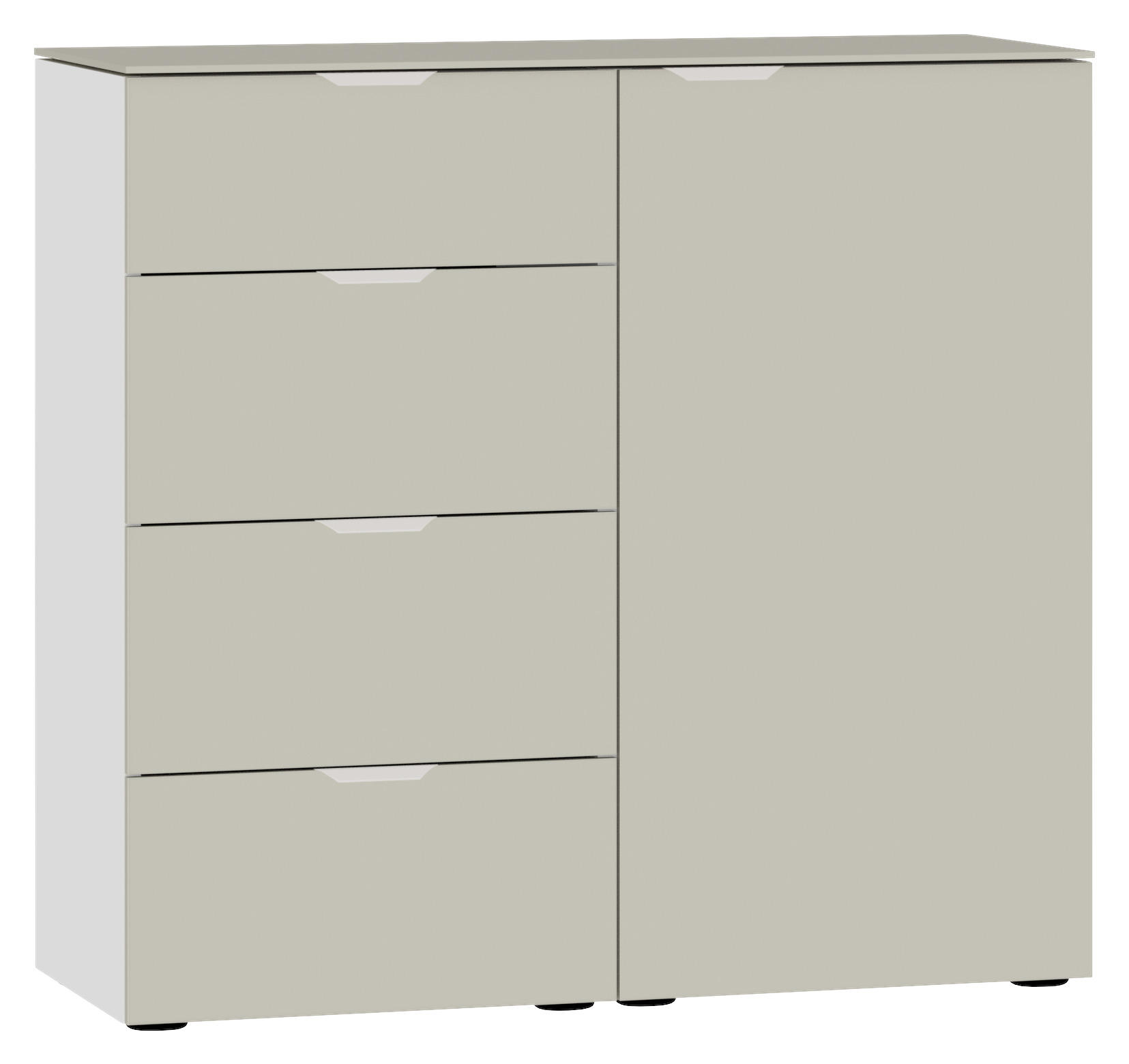 KOMMODE 90/87/43 cm  - Sandfarben/Edelstahlfarben, Design, Glas/Holzwerkstoff (90/87/43cm) - Jutzler