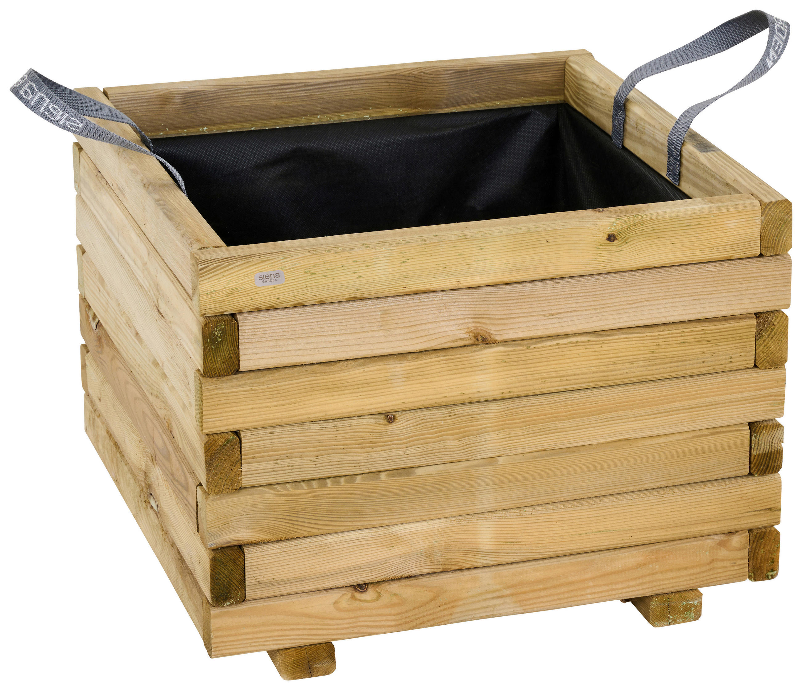 BLUMENKASTEN  - Schwarz/Kieferfarben, Basics, Holz/Textil (50/39/50cm) - Siena Garden