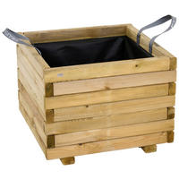 BLUMENKASTEN  - Schwarz/Kieferfarben, Basics, Holz/Textil (50/39/50cm) - Siena Garden