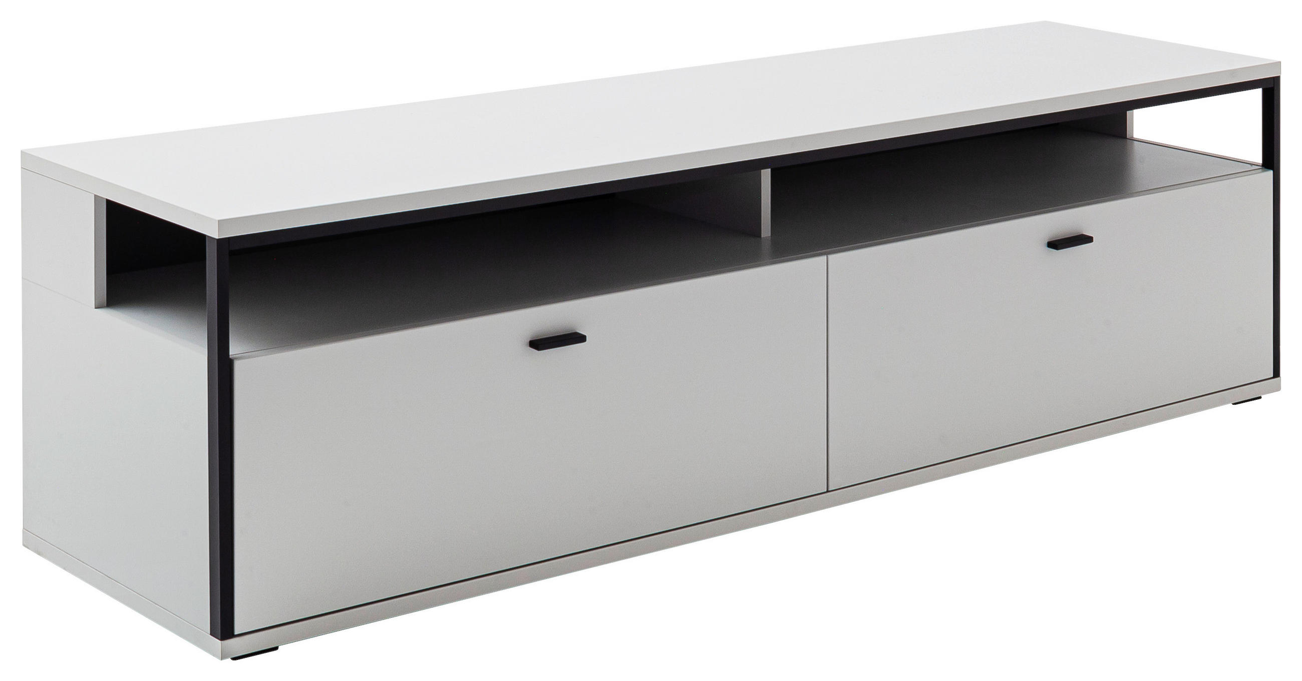 LOWBOARD Schwarz, Weiss 184/53/51 cm - Weiss/Schwarz, Design, Holzwerkstoff/Metall (184/53/51cm) - Stylife