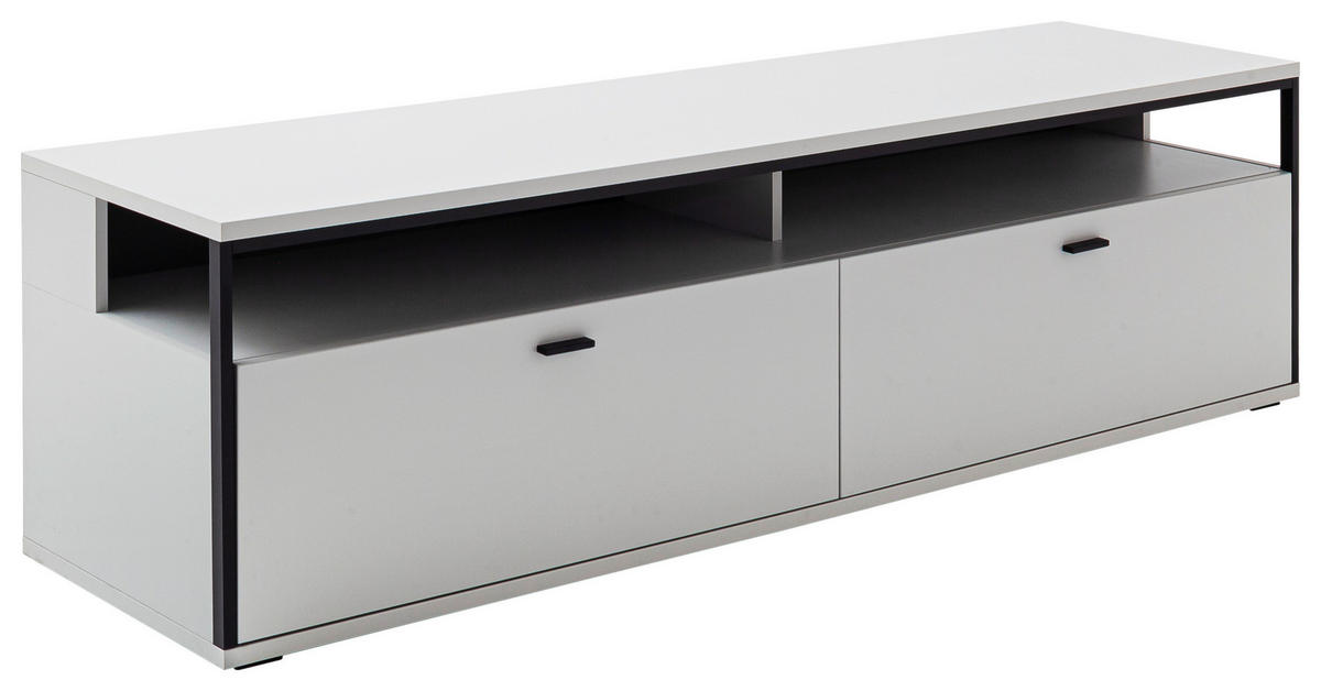LOWBOARD Schwarz, Weiss  184/53/51 cm  - Weiss/Schwarz, Design, Holzwerkstoff/Metall (184/53/51cm) - Stylife