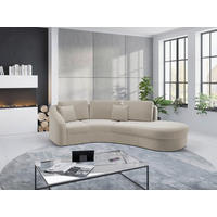 ECKSOFA in Samt Sandfarben  - Sandfarben/Schwarz, Modern, Kunststoff/Textil (266/230cm) - Sit & More
