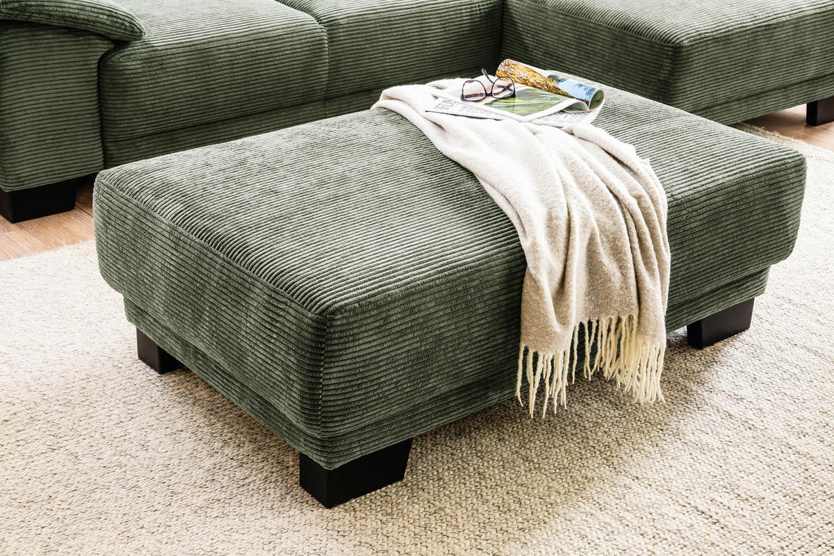 ECKSOFA in Cord Grün  - Schwarz/Grün, Design, Holz/Textil (270/174cm) - Pure Home Lifestyle