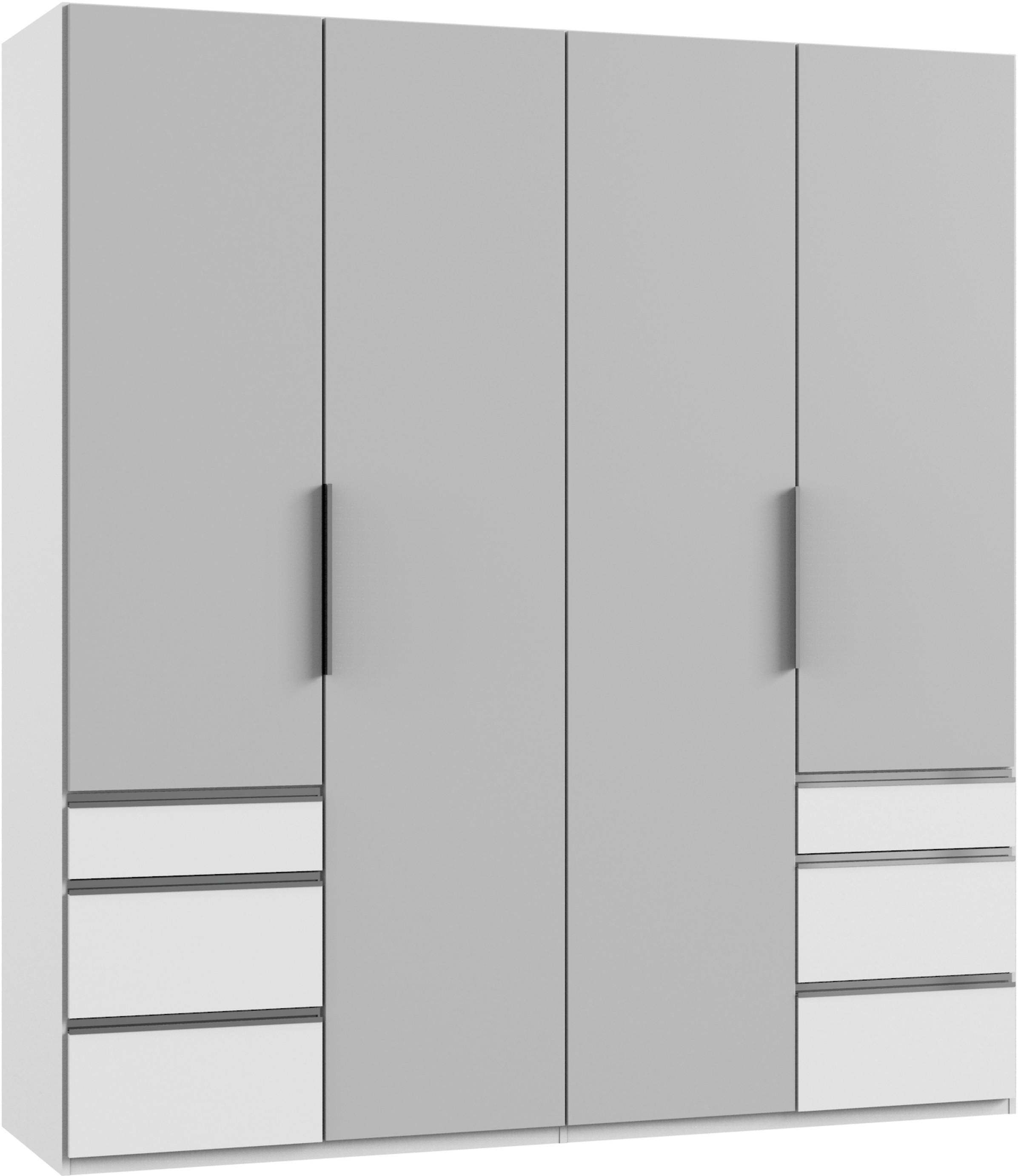 DREHTÜRENSCHRANK 4-türig Weiß, Hellgrau  - Chromfarben/Hellgrau, MODERN, Holzwerkstoff/Metall (200/216/58cm) - MID.YOU