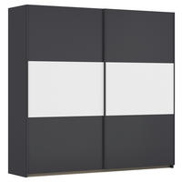 SCHWEBETÜRENSCHRANK in Grau, Weiss, Alufarben  - Weiss/Alufarben, Modern, Holzwerkstoff/Metall (218/210/59cm) - Rauch Möbel