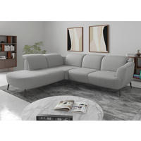 ECKSOFA Flachgewebe Hellgrau  - Hellgrau/Schwarz, Konventionell, Textil/Metall (267/300cm) - Sit & More