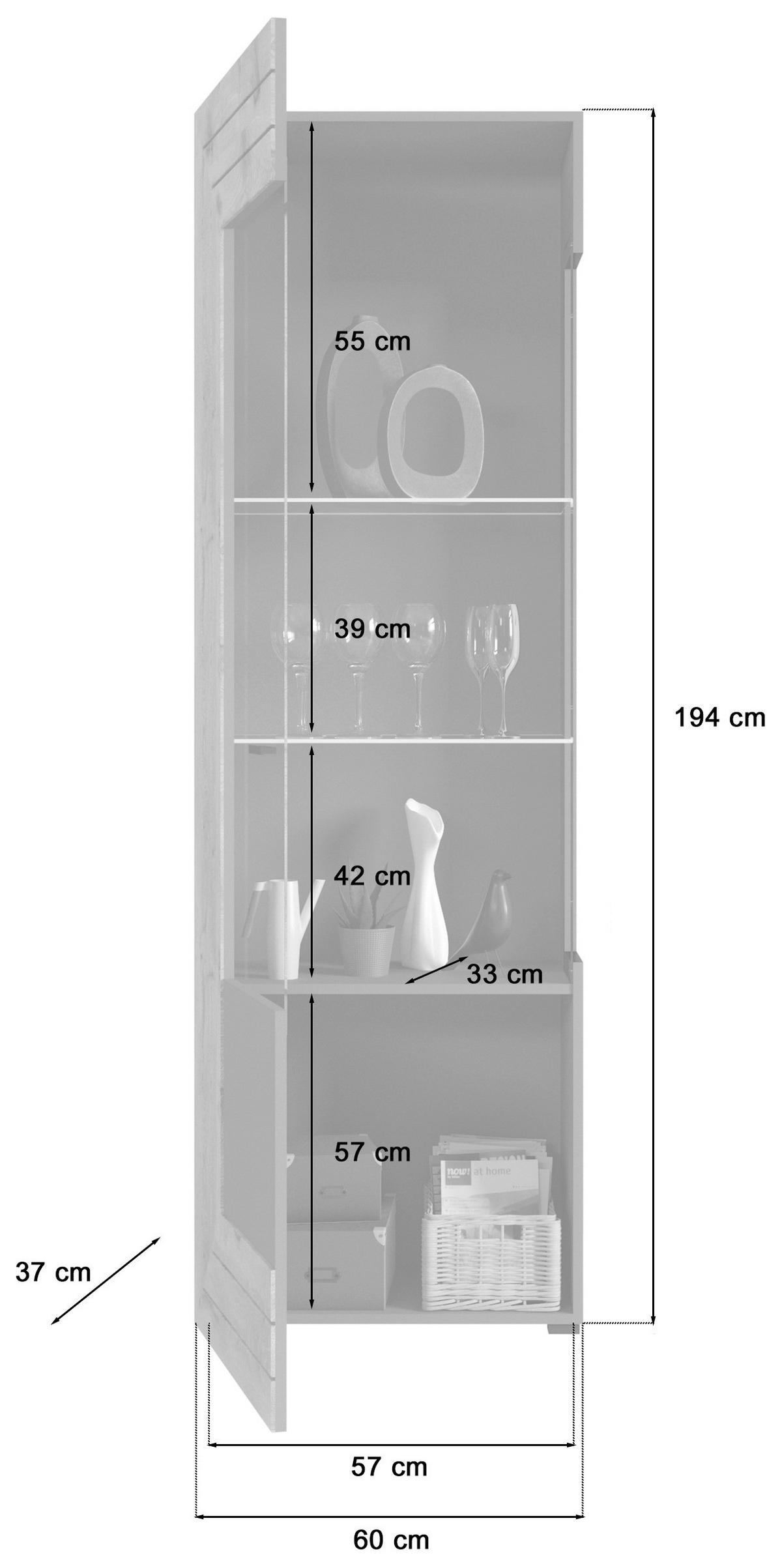 WOHNWAND 4-teilig  in  350/195/40 cm  - KONVENTIONELL, Glas/Holzwerkstoff (350/195/40cm) - MID.YOU