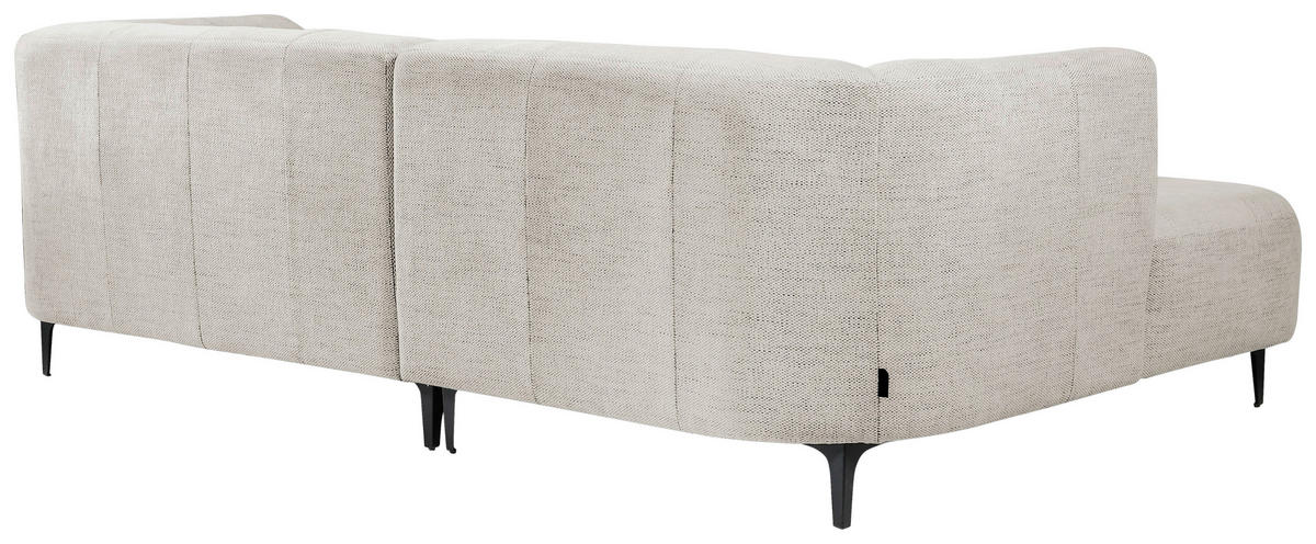 ECKSOFA in Struktur Creme  - Creme/Schwarz, Design, Textil/Metall (158/247cm) - MID.YOU