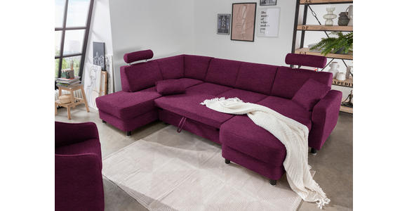 WOHNLANDSCHAFT  in Webstoff Lila  - Lila/Schwarz, Design, Holz/Textil (198/296/165cm) - Xora