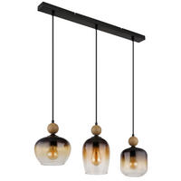 HÄNGELEUCHTE 72/18/120 cm    - Klar/Dunkelbraun, Basics, Glas/Metall (72/18/120cm) - Globo