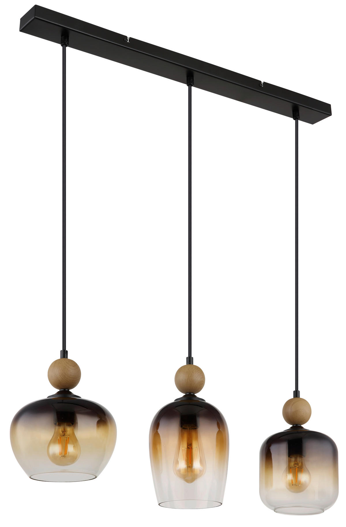 HÄNGELEUCHTE 72/18/120 cm    - Klar/Dunkelbraun, Basics, Glas/Metall (72/18/120cm) - Globo