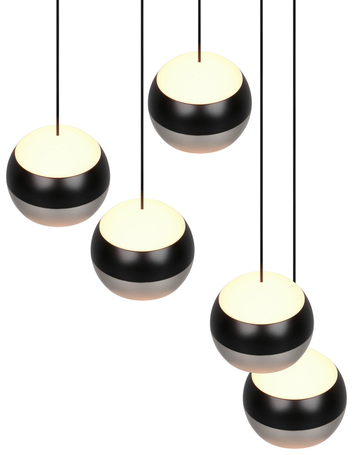 ZÁVESNÉ LED SVIETIDLO, 30/150 cm  - čierna/niklová, Design, kov (30/150cm) - Trio Leuchten