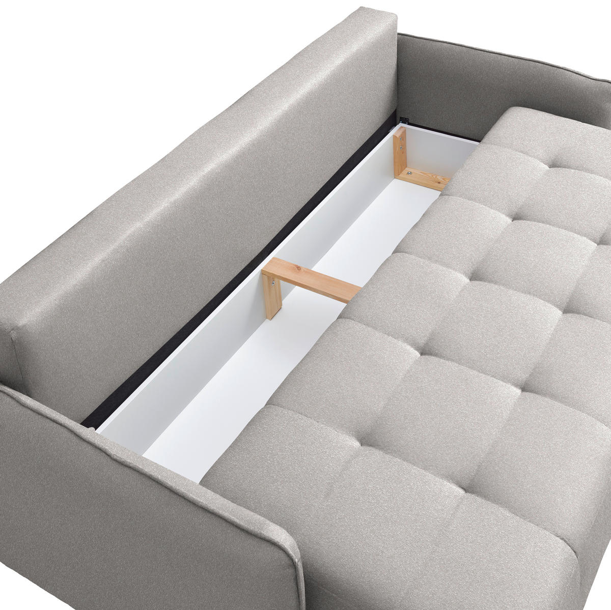 SCHLAFSOFA Chenille Hellgrau  - Buchefarben/Hellgrau, Design, Holz/Textil (217/97/101cm) - Carryhome