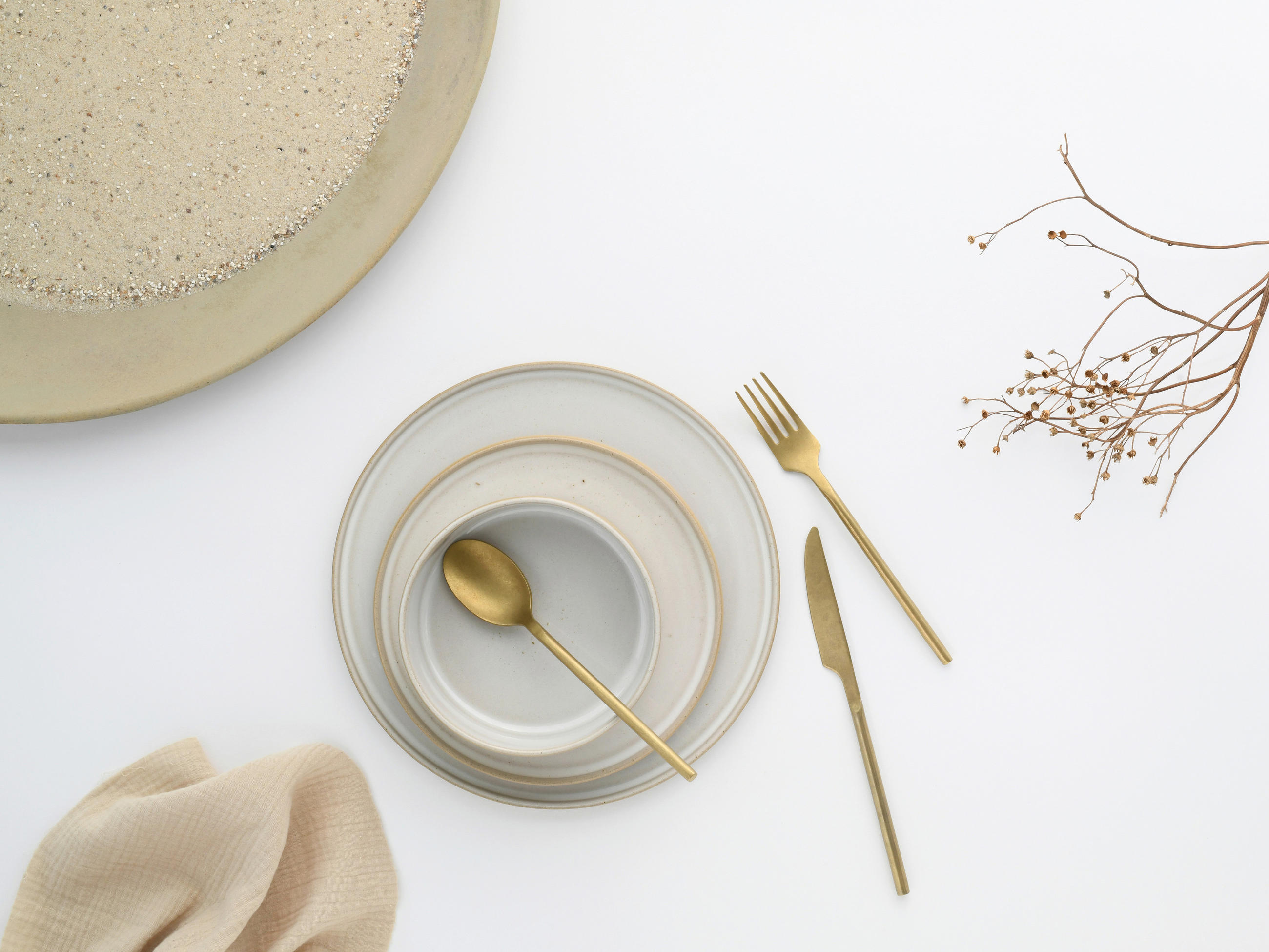 DESSERTTELLERSET Futuro 4-teilig  - Beige/Weiß, Basics, Keramik (21,5/21,55/13cm) - Creatable