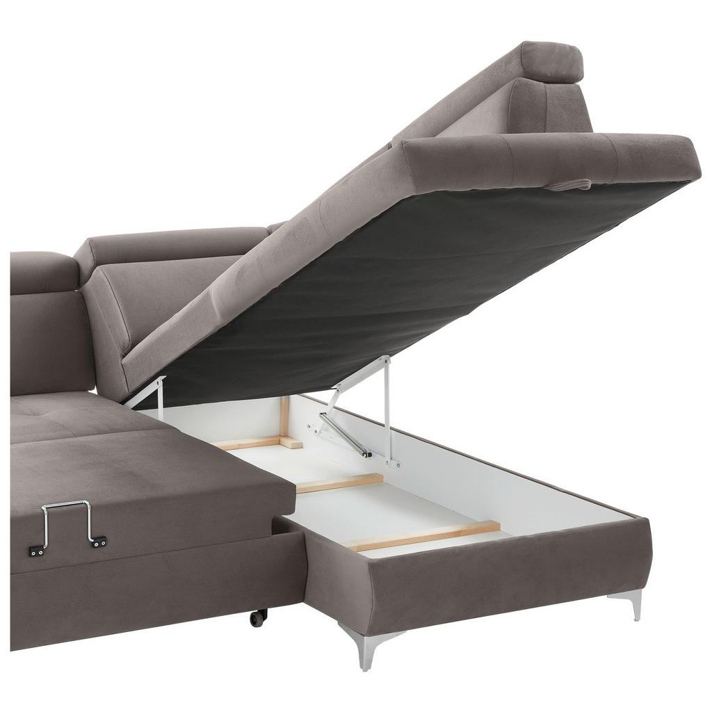 Thumbnail - Carryhome Ecksofa, Taupe, Textil, 5-Sitzer, Ottomane rechts, L-Form, 271x206 cm, Stoffauswahl, Liegefunktion, seitenverk...