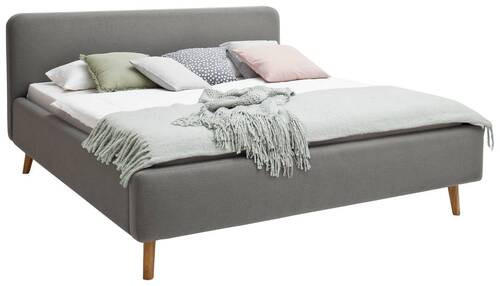 POLSTERBETT Bettkasten, Lattenroste 160/200 cm  in Hellgrau  - Eichefarben/Hellgrau, Design, Holz/Textil (160/200cm) - Livetastic