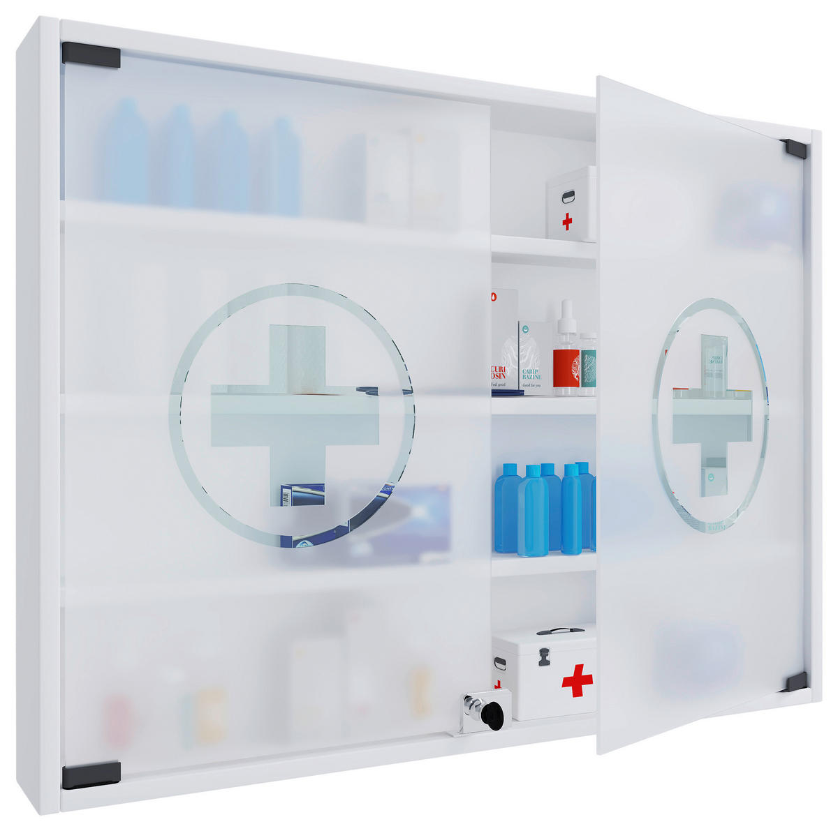 MEDIZINSCHRANK - Weiss, Modern, Glas/Holzwerkstoff (80/60/10cm) - MID.YOU