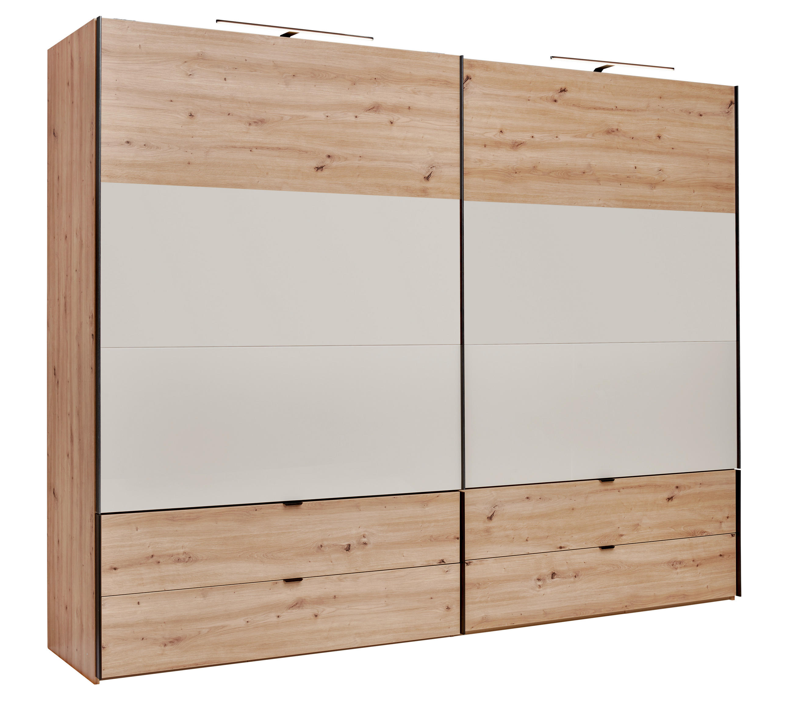 OMARA Z DRSNIMI VRATI, hrast artisan, kašmir  - kašmir/črna, Design, kovina/steklo (278/222/68cm) - Dieter Knoll