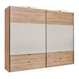 SCHWEBETÜRENSCHRANK  in Eiche Artisan, Kaschmir  - Kaschmir/Schwarz, Design, Glas/Holzwerkstoff (252/222/68cm) - Dieter Knoll