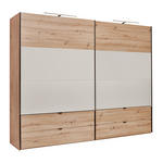 SCHWEBETÜRENSCHRANK  in Eiche Artisan, Kaschmir  - Kaschmir/Schwarz, Design, Glas/Holzwerkstoff (278/222/68cm) - Dieter Knoll