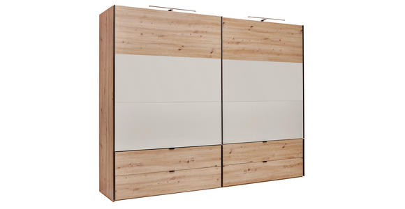 SCHWEBETÜRENSCHRANK  in Eiche Artisan, Kaschmir  - Kaschmir/Schwarz, Design, Glas/Holzwerkstoff (252/222/68cm) - Dieter Knoll