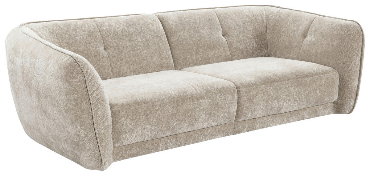 BIGSOFA Chenille Creme  - Creme/Schwarz, Konventionell, Kunststoff/Textil (290/86/121cm) - Sit & More