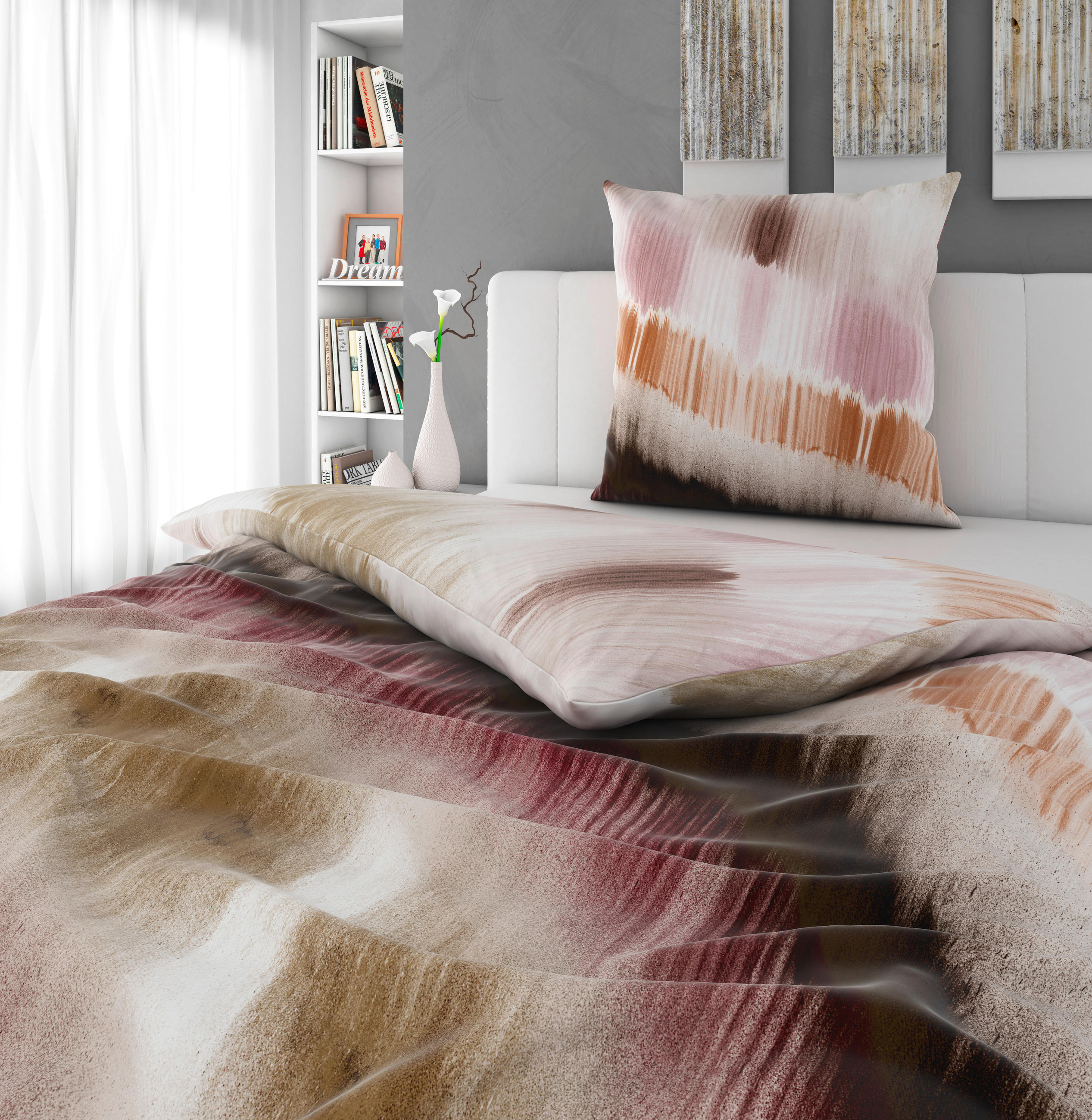 Thumbnail - Novel Bettwäsche, Cappuccino, Textil, Abstraktes, 135x200 cm, Grüner Punkt, Hohenstein, Oeko-Tex® Standard 100, atmungsa...