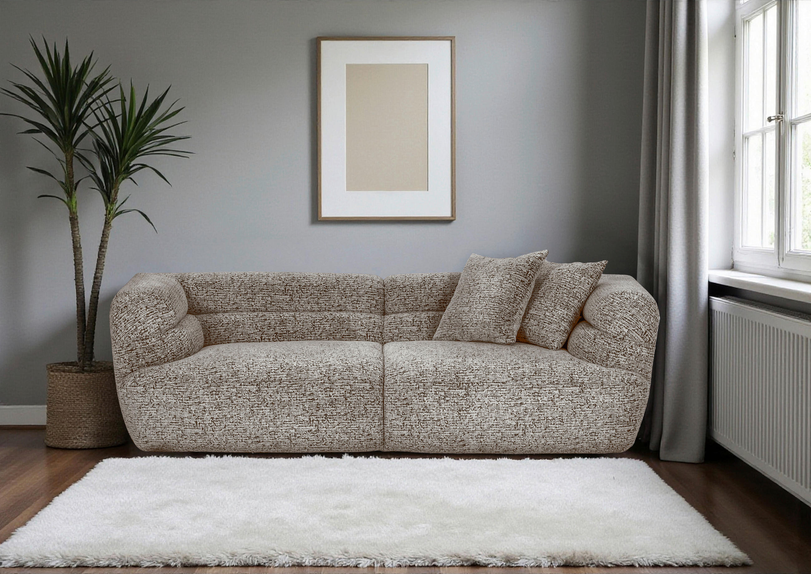 BIGSOFA Chenille Braun  - Schwarz/Braun, KONVENTIONELL, Kunststoff/Textil (240/75/105cm) - Carryhome