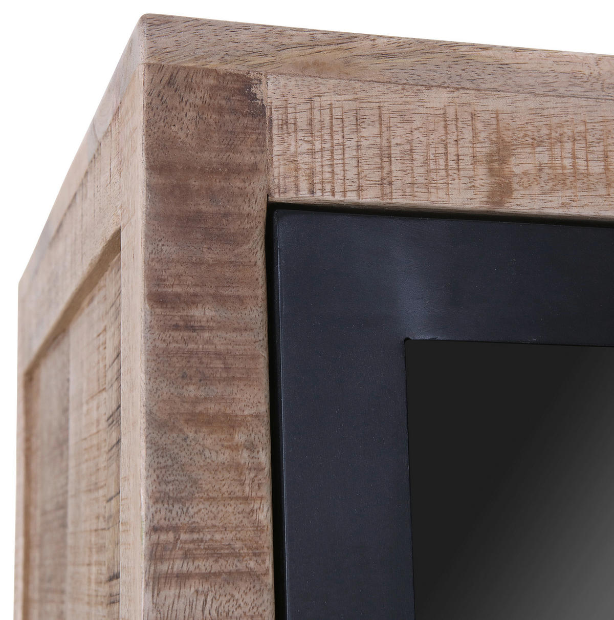 VITRINE  in massiv Mangoholz Naturfarben  - Schwarz/Naturfarben, LIFESTYLE, Glas/Holz (90/160/43cm) - Landscape