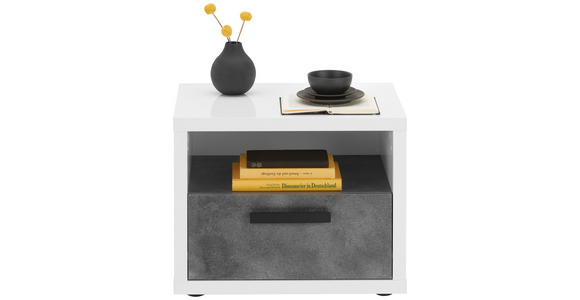 NACHTSCHRANK 52/44/41 cm - Schieferfarben/Weiß Hochglanz, Design, Holzwerkstoff/Kunststoff (52/44/41cm) - Xora
