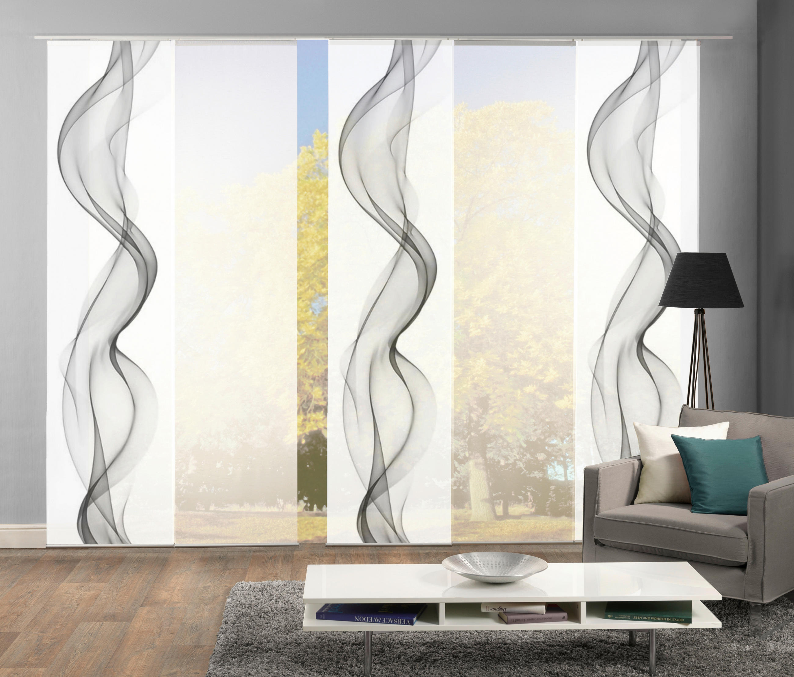 FLÄCHENVORHANG in Grau halbtransparent - Grau, Design, Textil (5x60/245cm)