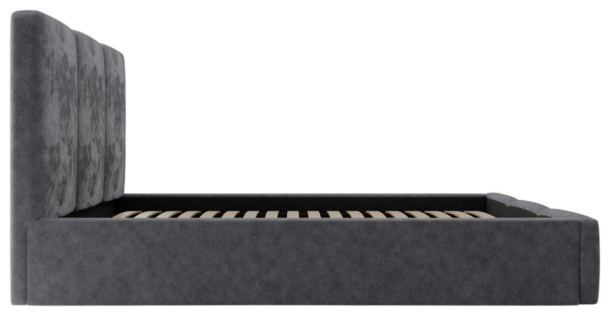 POLSTERBETT Lattenrost, Bettkasten 140/200 cm  in Graphitfarben  - Schwarz/Graphitfarben, Design, Holz/Textil (140/200cm) - Boxxx
