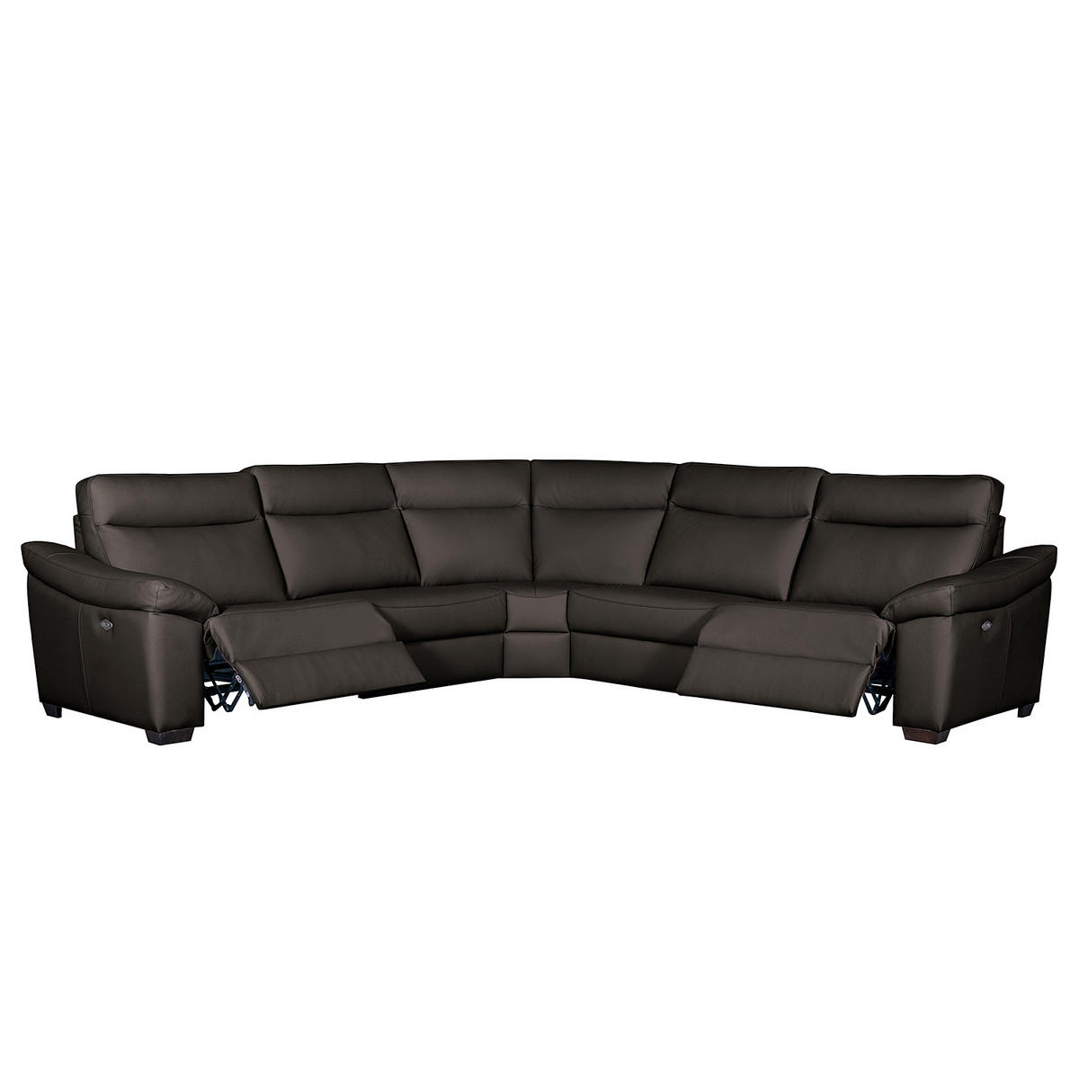 ECKSOFA Braun Echtleder  - Schwarz/Braun, Design, Leder/Holz (299/299cm) - Livetastic