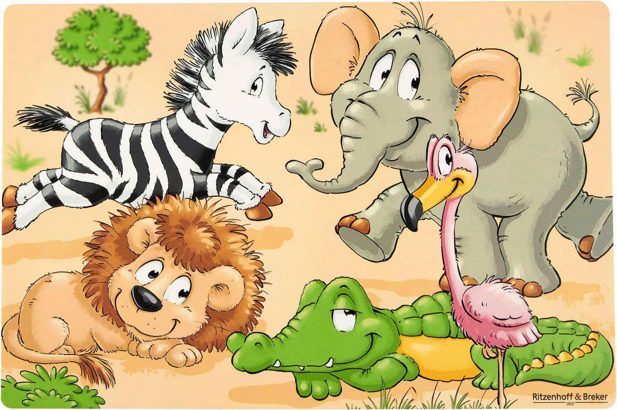 TISCHSET Happy Zoo Kunststoff Gelb, Grün, Rosa, Schwarz  - Gelb/Schwarz, KONVENTIONELL, Kunststoff (45/30/0,1cm) - Ritzenhoff Breker