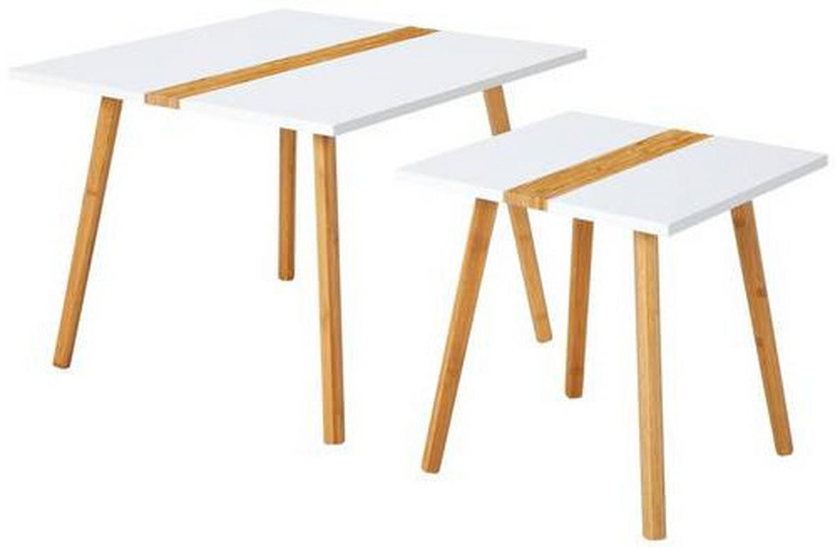 SATZTISCH Bambus quadratisch Naturfarben, Weiß  - Naturfarben/Weiß, MODERN, Holz (60/40/60/40/45/40cm) - PBJ