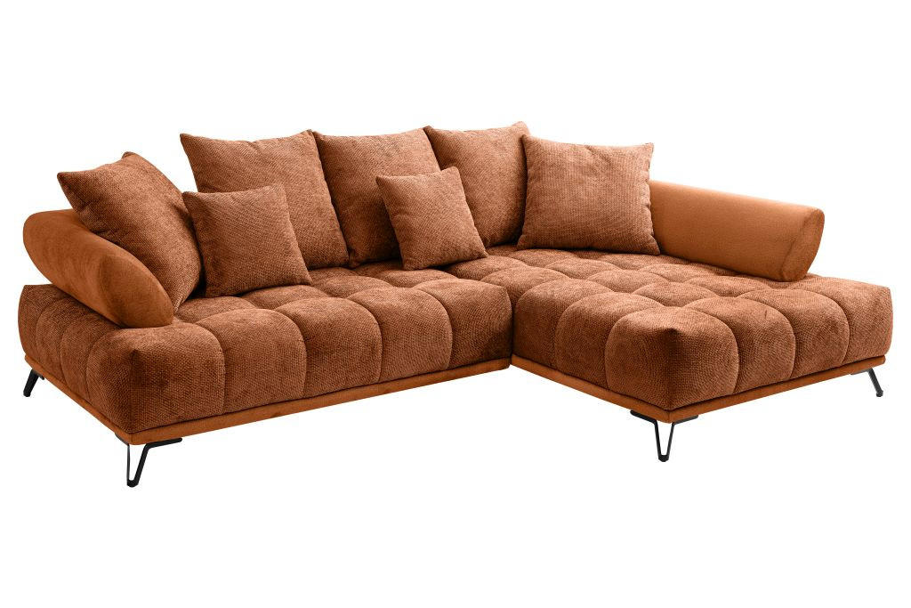 ECKSOFA in Chenille Kupferfarben  262/184 cm  - Schwarz/Kupferfarben, MODERN, Textil/Metall (262/184cm) - MID.YOU
