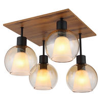 DECKENLEUCHTE    43/43/38 cm  - Klar/Dunkelbraun, Basics, Glas/Holzwerkstoff (43/43/38cm) - Globo