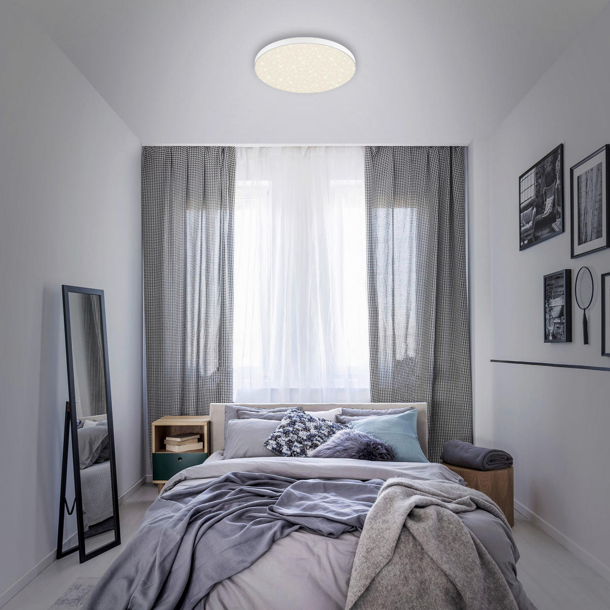 LED PLAFONJERA  - crna, Dizajnerski, plastika (38,7/3,6cm)
