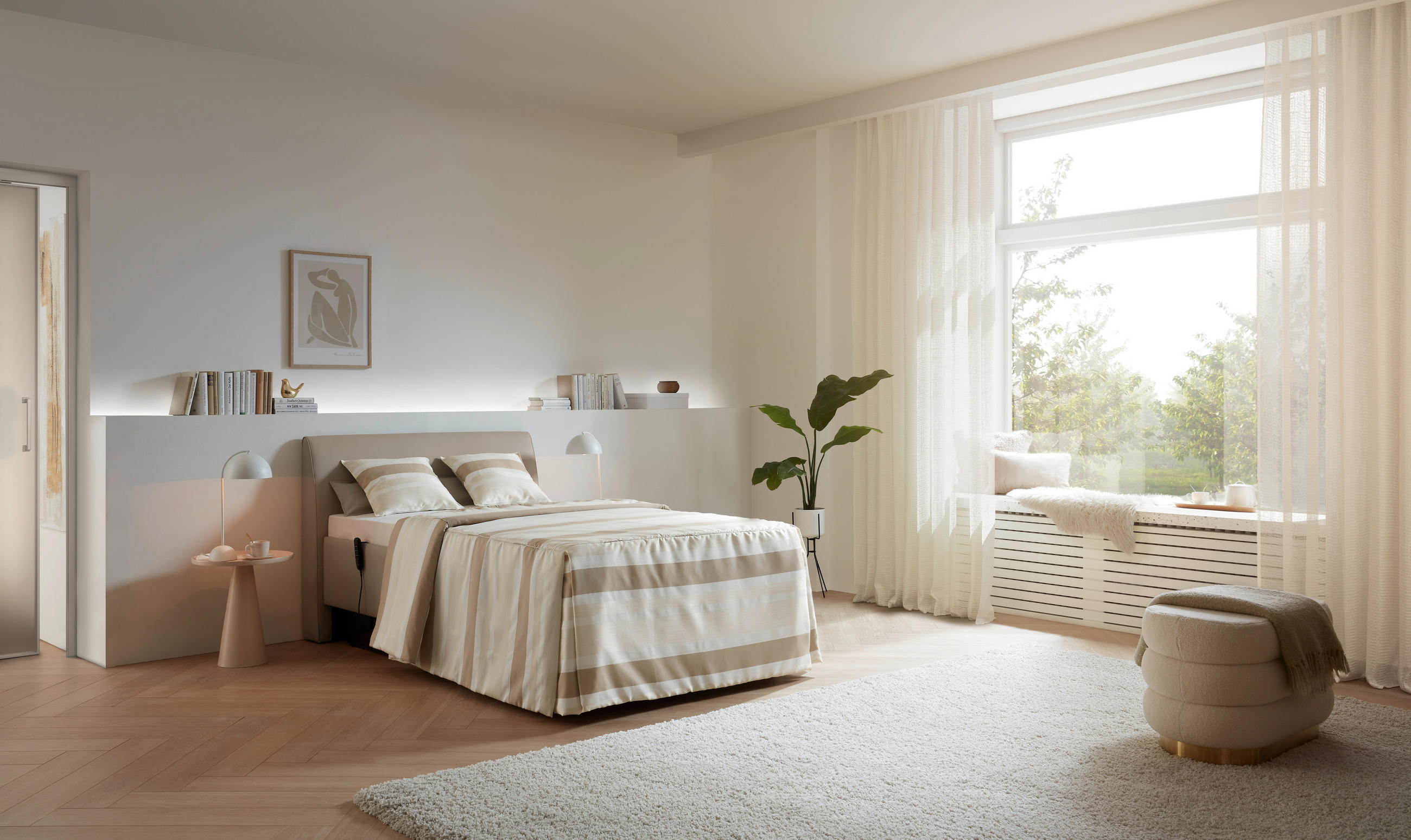 POLSTERBETT Matratze, Lattenrost, Bettkasten Greige 120/200 cm  - Greige, KONVENTIONELL, Holz/Textil (120/200cm) - RUF Betten