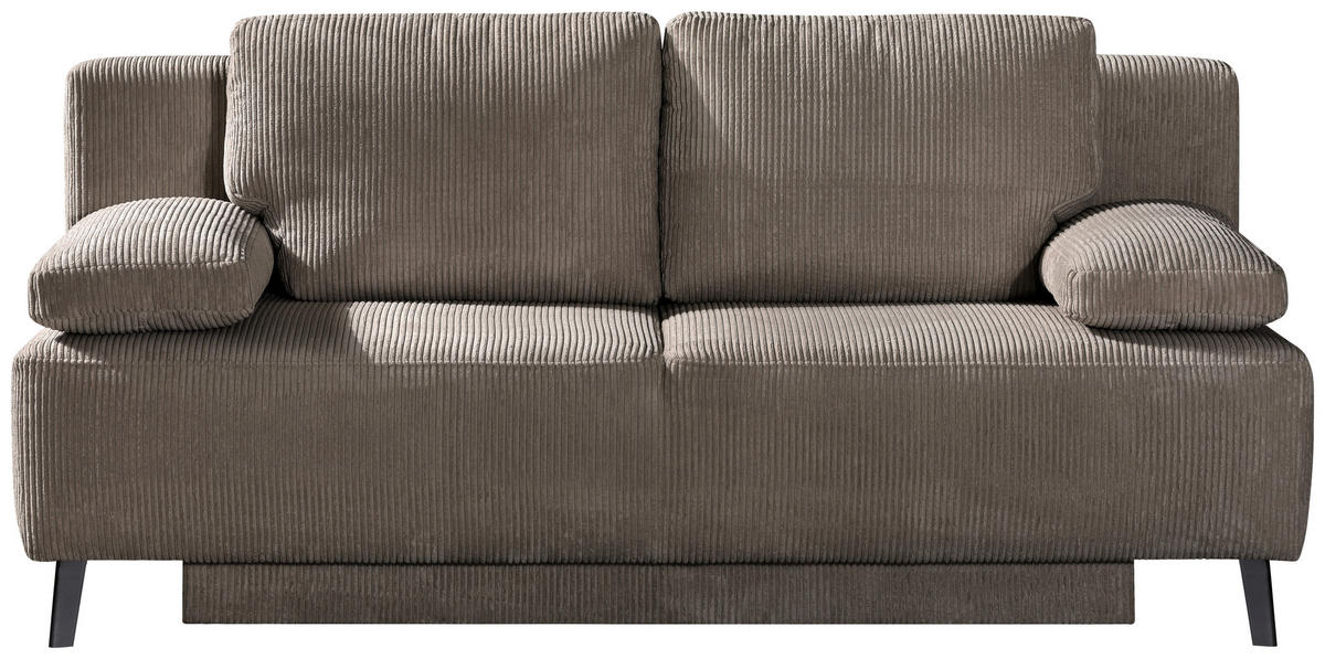 SCHLAFSOFA in Cord Dunkelbraun  - Dunkelbraun/Schwarz, MODERN, Textil/Metall (197/92/88cm) - Novel