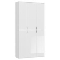 DREHTÜRENSCHRANK 91/193/34 cm,  in Weiß Hochglanz, 6 Tür(en)  - Chromfarben/Weiß Hochglanz, MODERN, Holzwerkstoff/Metall (91/193/34cm) - MID.YOU