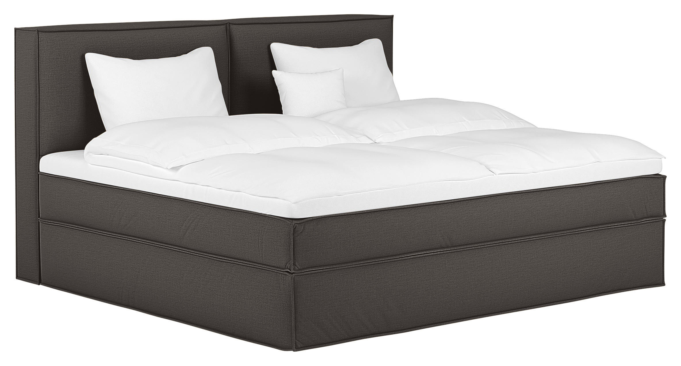 BOXSPRINGBETT 240/220 cm,  in Dunkelgrau, Matratze, Topper, unterschiedliche Matratzenhärtegrade je Bettseite, H2 + H3 = mittel + fest  - Dunkelgrau, Design, Textil (240/220cm) - home24