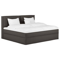 BOXSPRINGBETT 240/220 cm,  in Dunkelgrau, Matratze, Topper, unterschiedliche Matratzenhärtegrade je Bettseite, H2 + H3 = mittel + fest  - Dunkelgrau, Design, Textil (240/220cm) - home24