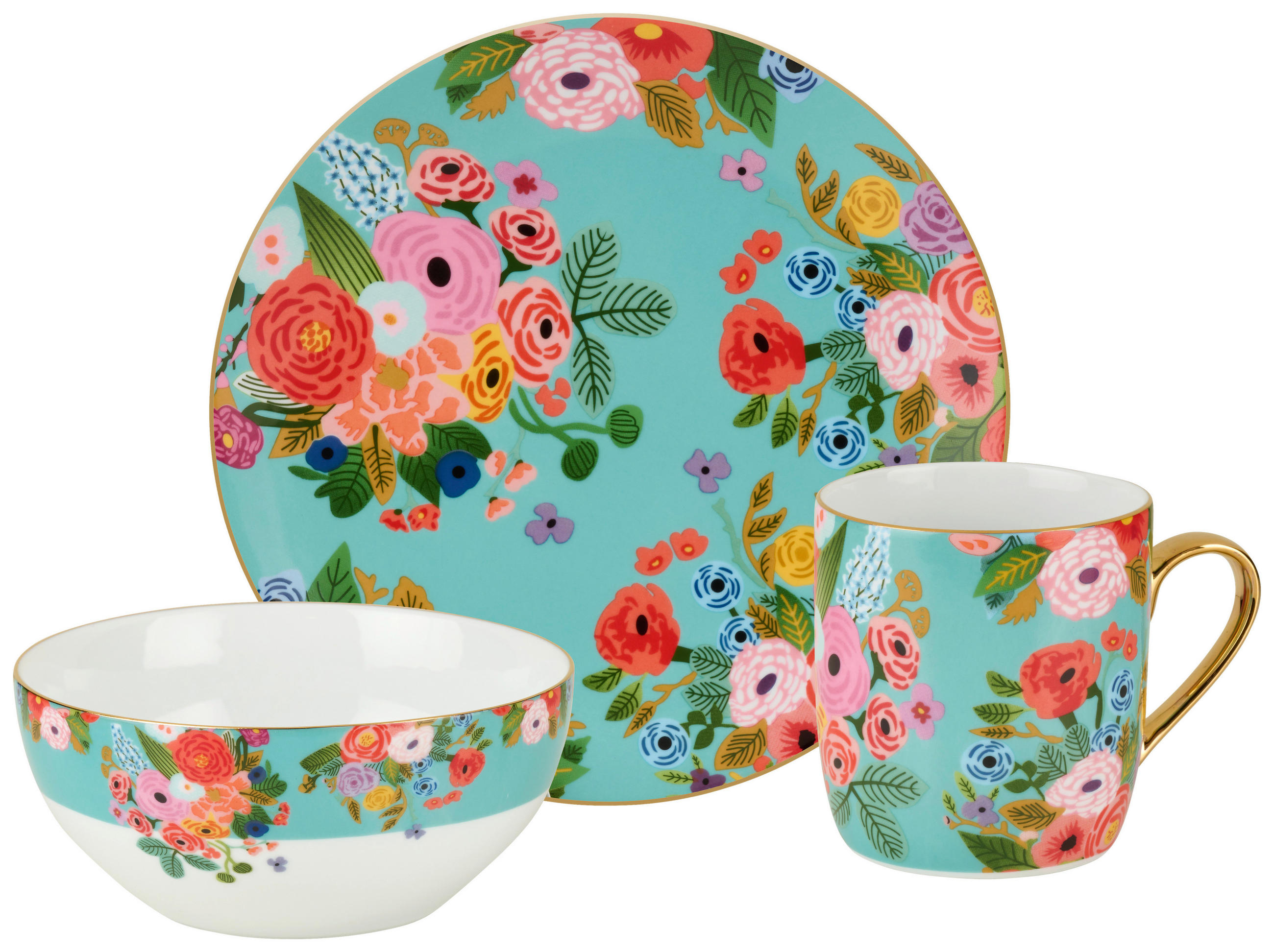 REGGELIZŐ ÉTKÉSZLET  - türkiz/többszínű, Trend, kerámia - Landscape