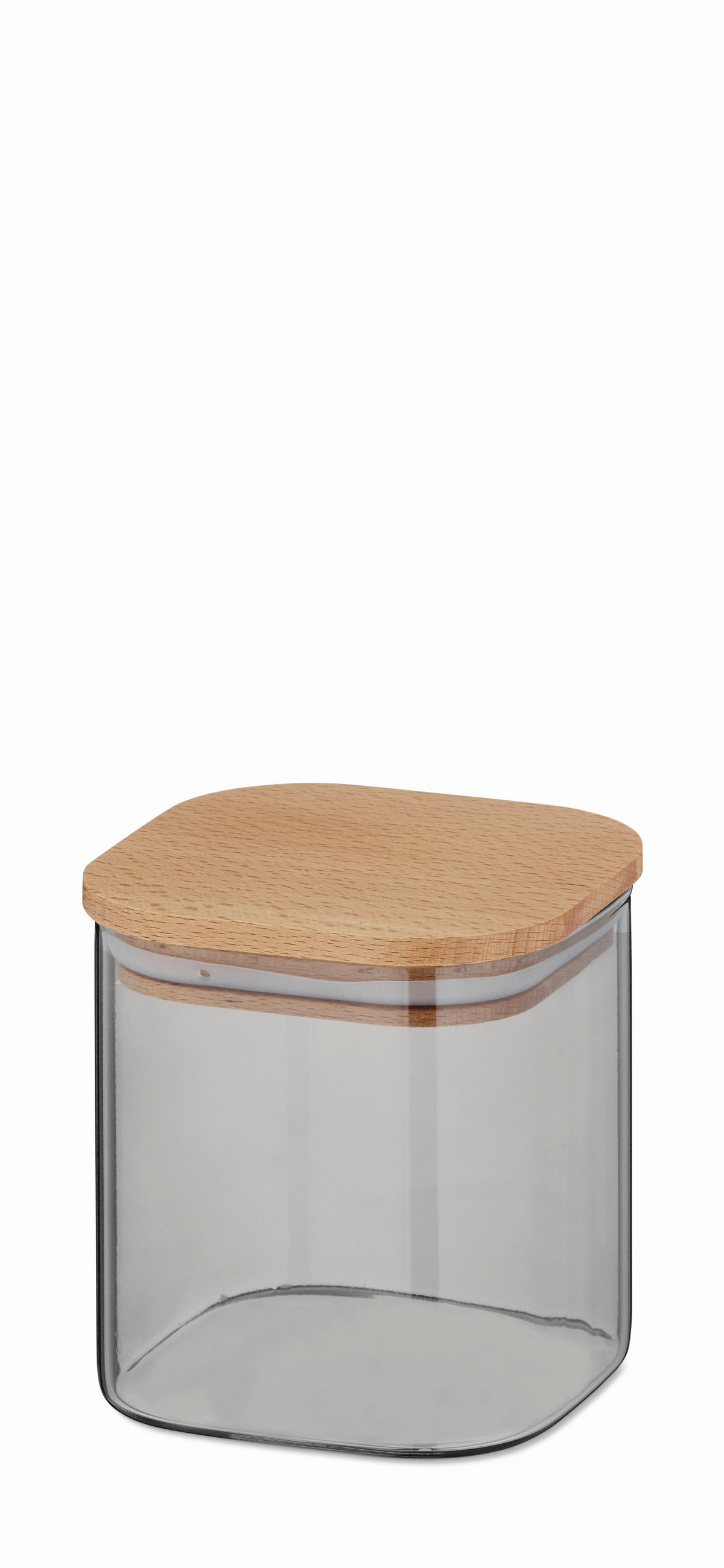 SCHÜTTDOSE 0,75 l  - Hellgrau, Basics, Glas/Holz (10/10/11cm) - Kela