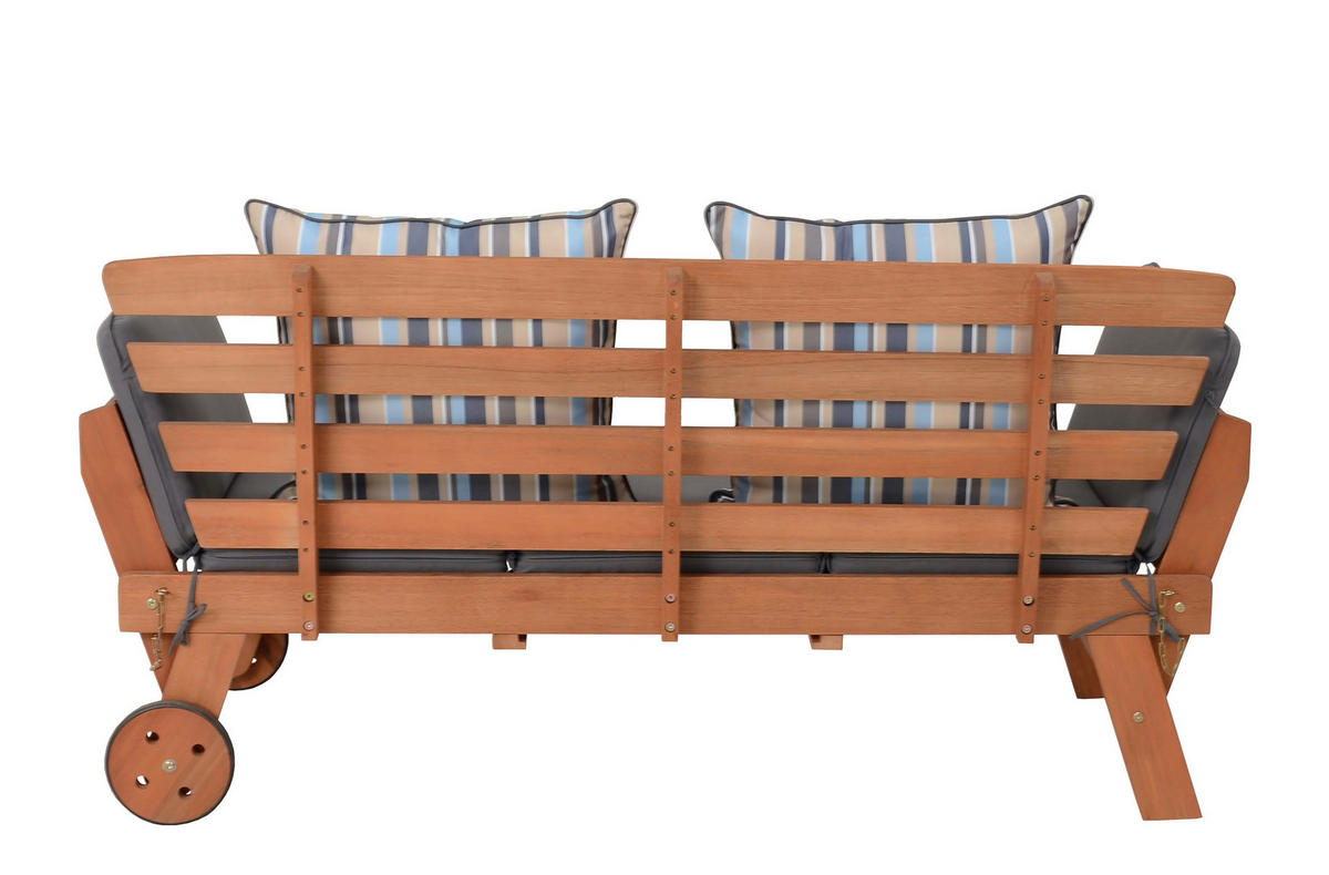 GARTENBANK 190/77,5/68 cm Eukalyptusholz   - Braun/Grau, Basics, Holz/Textil (190/77,5/68cm) - Gardenson